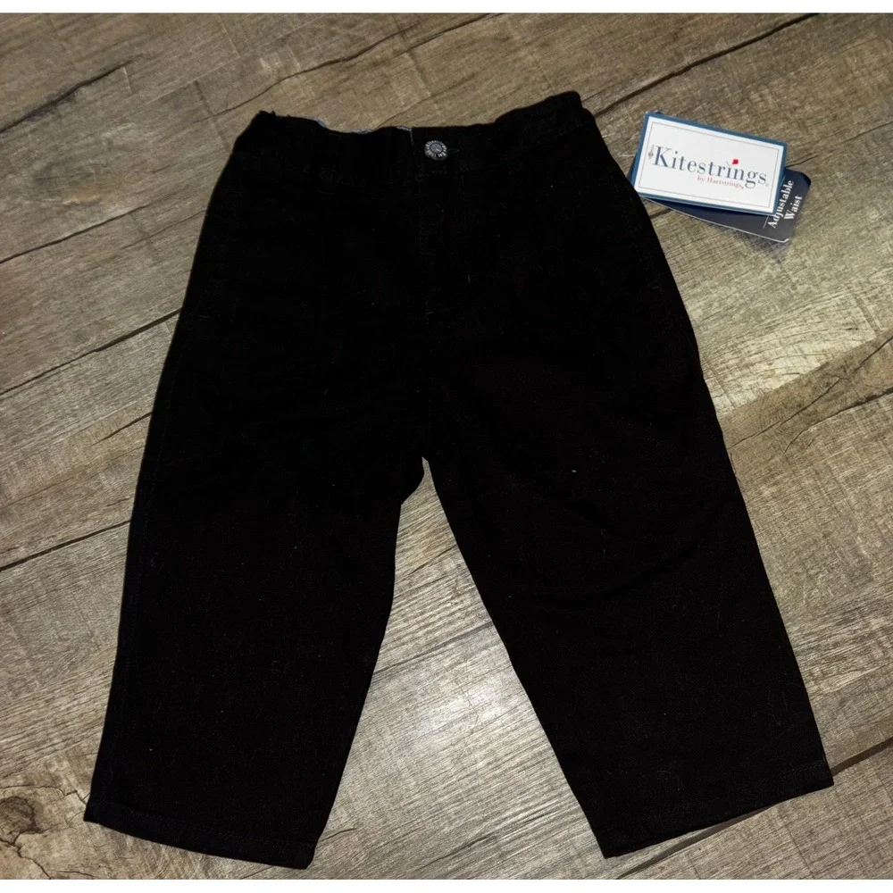 Kitestrings by Hartstrings Boys Black Twill Pants Adjustable Waist New NWT